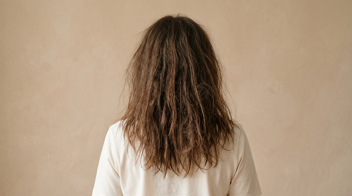 Week 0 Before: Dry, rough, frizzy and damaged hair with split ends